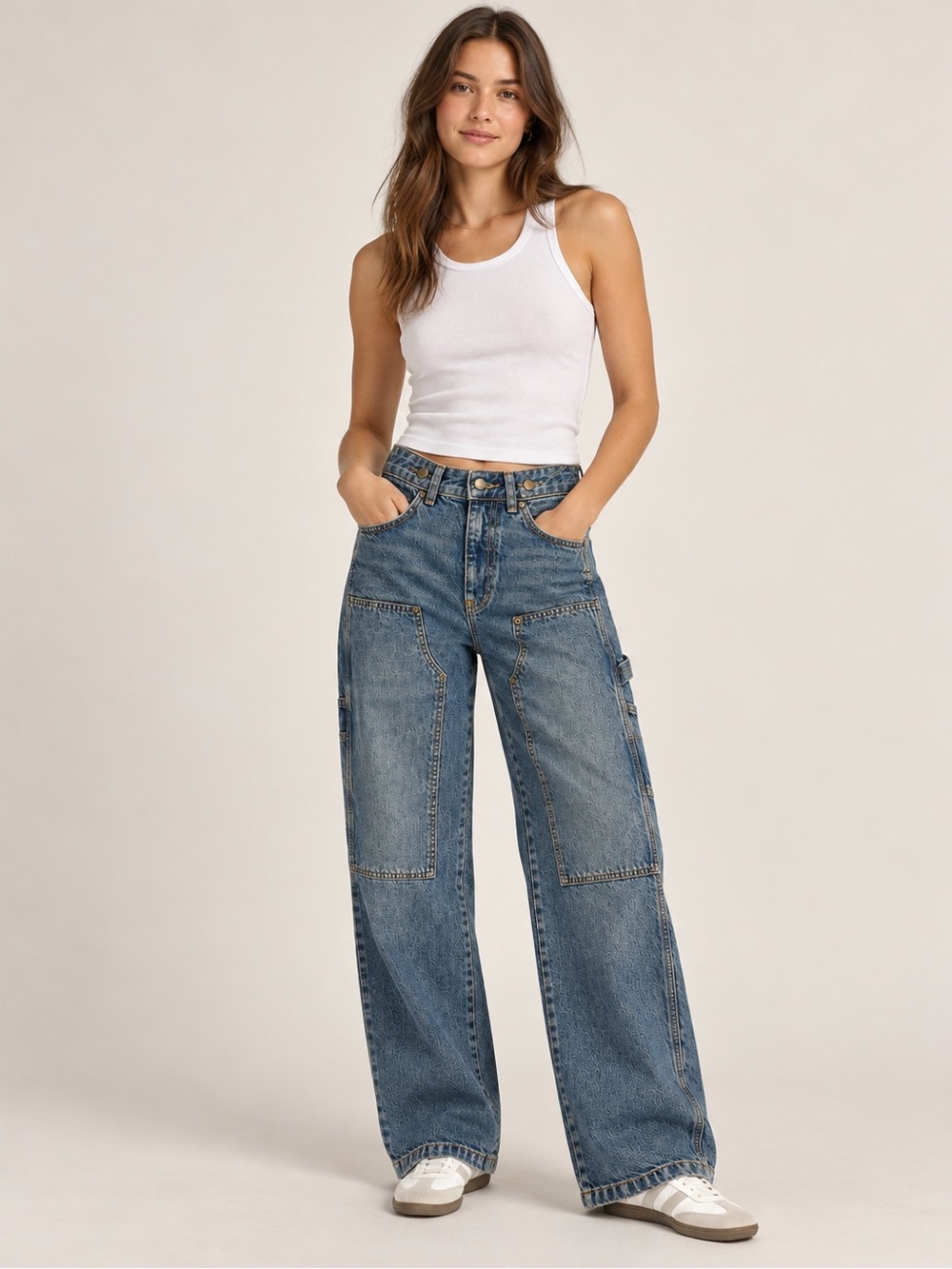 Zara Wide Leg Carpenter Utility Jeans - Women - Size 0